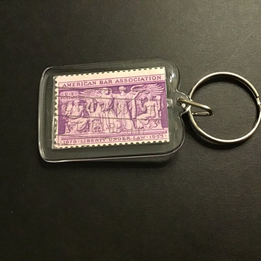 American Bar Association Keychain - Upcycled Recycled Postage Stamp Key Chain